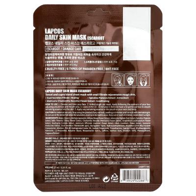 Lapcos, Daily Skin Mask, Escargot, Damage Care, 1 Sheet, 0.91 fl oz (27 ml)