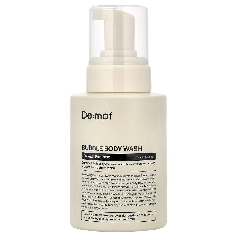 De:maf, غسول الجسم الفقاعي، الغابة، للراحة، 9.46 أونصة سائلة (280 مل)