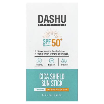 Dashu, Cica Shield Sun Stick، عامل حماية من الشمس SPF 50+ PA ++++، 0.67 أونصة (19 جم)