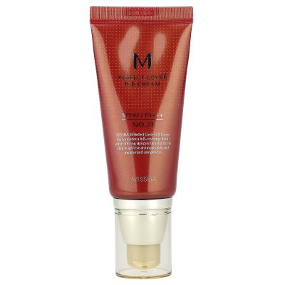 Missha, كريم M Perfect Cover B.B، عامل حماية من الشمس SPF 42 PA+++، رقم 21 بيج فاتح، 1.69 أونصة سائلة (50 مل)