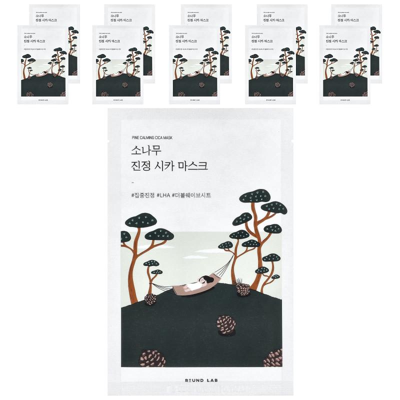Round Lab, Pine Calming Cica Beauty Mask, 10 Sheets, 0.91 fl oz (27 ml) Each